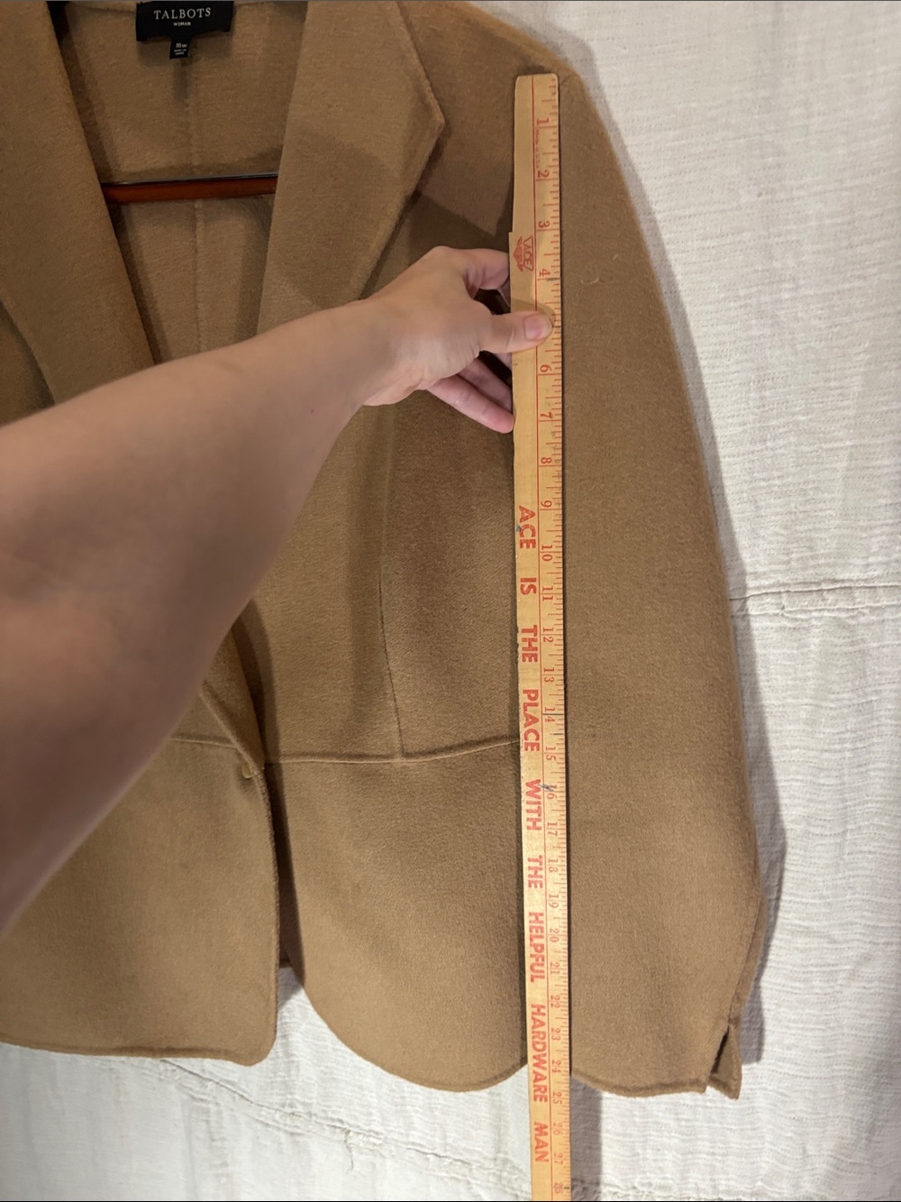 Talbots Camel Wool Blend Single-Button Knit Blazer Jacket Pockets Plus Size 16W - Picture 6 of 9